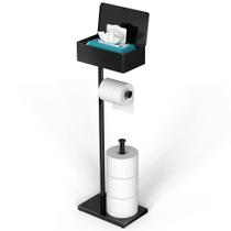 Suporte de papel higiênico com prateleira de armazenamento Cisily Black