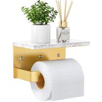 Suporte de papel higiênico Gypie para suporte de parede com prateleira de mármore Suporte de papel higiênico Gypie para suporte de parede com prateleira de mármore