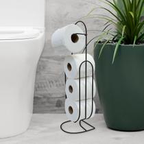 Suporte de Papel Higiênico Luxo Preto Plug Lar Elegância e Funcionalidade para Seu Banheiro