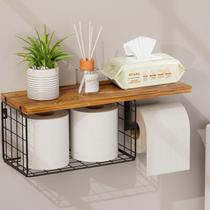 Suporte de papel higiênico VITVITI com prateleira para casa de banho Farmhouse