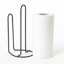 Suporte de Papel Toalha Aramado Preto Porta Rolo de Cozinha Moderno e Resistente