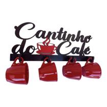 suporte de parede cantinho do café com jogo 4 xícaras de café cafezinho em acrílico 50 ml - Casa Bar Utilidades