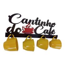 suporte de parede cantinho do café com jogo 4 xícaras de café cafezinho em acrílico 50 ml - Casa Bar Utilidades