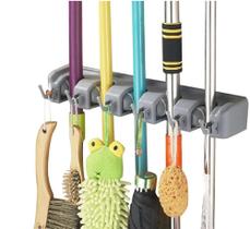 Suporte de parede com 5 prateleiras e 4 ganchos