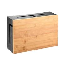Suporte de parede com tampa magnética de bambu da caixa de gerenciamento de cabos Kos Design Suporte de parede com tampa magnética de bambu da caixa de gerenciamento de cabos Kos Design