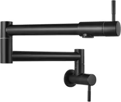 Suporte de parede dobrável para torneira com braços giratórios de junta dupla, preto Suporte de parede dobrável para torneira com braços giratórios de junta dupla, preto