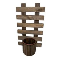 Suporte de Parede em madeira com vaso redondo Suporte de Parede em madeira com vaso redondo