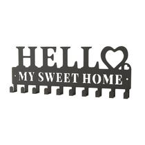 Suporte de parede Hello My Sweet Home com 6 ganchos para chaves e toalhas