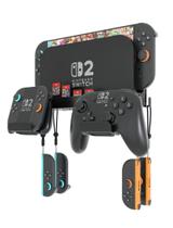Suporte de parede KUNSLUCK Switch 2 Suporte de parede para console Nintendo Switch 2 (2025), Joy-Con e cartões de jogo Base que economiza espaço com design de ventilação e fácil instalação Kit organizador de suporte de parede tudo-em-um
