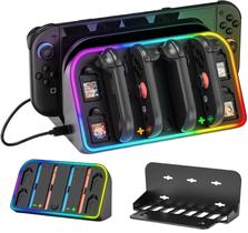 Suporte De Parede LED Para Nintendo Switch 2 e Joycon Carregador Base Preto