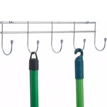 Suporte De Parede Multiuso Vassouras Utensílios Aço Cromado