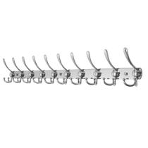 Suporte de parede para cabide WEBI 10 ganchos triplos de 37,6 cm de comprimento cromados Suporte de parede para cabide WEBI 10 ganchos triplos de 37,6 cm de comprimento cromados