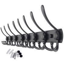 Suporte de parede para cabide WEBI Long 8 Tri Hooks em alumínio preto Suporte de parede para cabide WEBI Long 8 Tri Hooks em alumínio preto