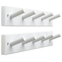 Suporte de Parede para Casacos SKOLOO - 16'' de Espaçamento, 5 Ganchos de Bambu - Branco
