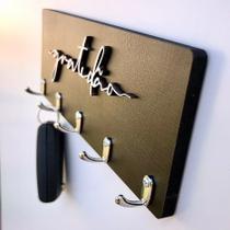 Suporte de Parede para Chaves com Ganchos - Porta Chave Gratidão ou Home