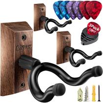 Suporte de parede para guitarra CleFarc Black Walnut, pacote com 3 palhetas