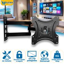 Suporte De Parede Para TV Articulado 10 á 55 Polegada Retrátil Compativel Smart Tv Kit Com 2