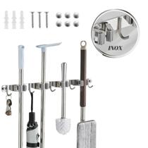Suporte de parede pendurar vassoura mop rodo inox 9 acessórios Suporte de parede pendurar vassoura mop rodo inox 9 acessórios