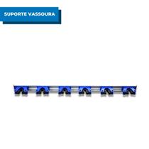 Suporte de Parede Pendurar Vassouras Organizador para 6 Acessórios Bralimpia Cabide Rodo Pá Escova