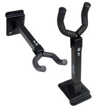 Suporte de Parede Tonante Resistente Gancho de Aço Para Violão Guitarra e Baixo Cor Preto Emborrachado Com Regulagem P/ Lados