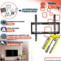 Suporte de Parede Universal Fixo 23 a 63 para TV LED LCD até 50kg com Jogo de Ferramentas 24 Peças