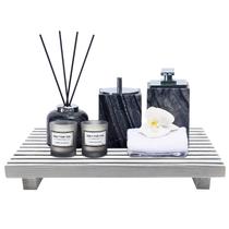 Suporte de pedestal de madeira Renawe Bandeja de decoração de cozinha para banheiro Suporte de pedestal de madeira Renawe Bandeja de decoração de cozinha para banheiro