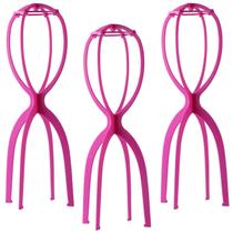Suporte de peruca Dreamlover Tall Stand para perucas longas rosa choque, pacote com 3