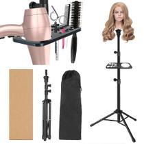 Suporte de peruca ZQIAN BEAUTY Metal ajustável de 50 cm com bandeja de ferramentas