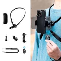 Suporte de Pescoço com Controle p/ Smartphone e Câmera de Ação