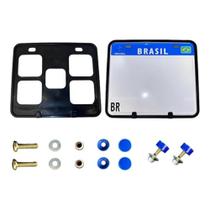 Suporte de Placa de Moto + Parafusos de Instalação e Lacre Antifurto Traseiro Universal