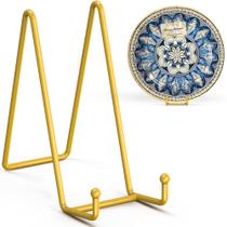 Suporte de placa TR-LIFE de 20 cm Suporte de placa de metal, pacote com 2 unidades douradas Suporte de placa TR-LIFE de 20 cm Suporte de placa de metal, pacote com 2 unidades douradas