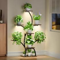 Suporte de plantas interno com luzes de cultivo, prateleira de 6 camadas, 50 suportes pretos