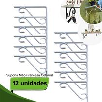 Suporte de prateleira flores vasos decorativo 15cm tipo mão francesa colonial parede muro jardim Branca