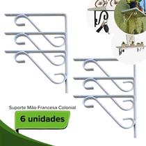 Suporte de prateleira flores vasos decorativo 15cm tipo mão francesa colonial parede muro jardim Branca Suporte de prateleira flores vasos decorativo 15cm tipo mão francesa colonial parede muro jardim Branca