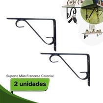 Suporte de Prateleira Mão Francesa Colonial 20cm Preta