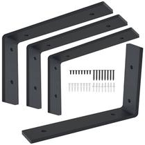 Suporte de prateleira VOOVOO 30 cm x 20 cm Heavy Duty Metal Black, pacote com 4 Suporte de prateleira VOOVOO 30 cm x 20 cm Heavy Duty Metal Black, pacote com 4