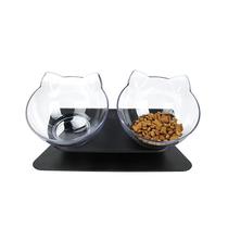 Suporte de proteção de pescoço inclinado Luck Dawn com duas tigelas elevadas para gatos Suporte de proteção de pescoço inclinado Luck Dawn com duas tigelas elevadas para gatos