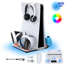 Suporte de resfriamento para PS5 com carregador de controles e luzes RGB