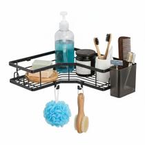 Suporte de Shampoo Prateleira de Banheiro Box Multiuso Organizador de Canto Adesivo Sem furos Metal