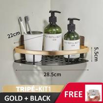Suporte De Shampoo Prateleiras De Banheiro Sem Furo - Space Aluminium Alta qualidade COR:KIT 1 -Triangular-ouro negro