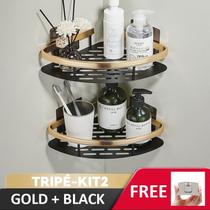 Suporte De Shampoo Prateleiras De Banheiro Sem Furo - Space Aluminium Alta qualidade COR:KIT 2 -Triangular-ouro negro