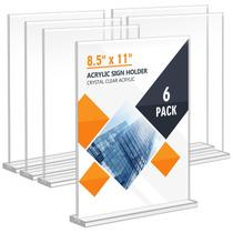Suporte de sinalização acrílico Enayplon 8,5 x 11 cm, dupla face, pacote com 6