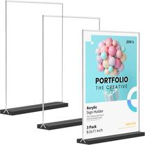 Suporte de sinalização acrílico JDEA Desktop Display 8,5 x 11 preto (pacote com 3)