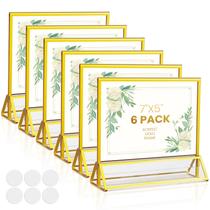 Suporte de sinalização acrílico YOAEAILY 13x18cm Horizontal Dourado, pacote com 6