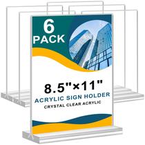 Suporte de sinalização de acrílico Arrobusto em forma de T 8,5 x 11 transparente, pacote com 6
