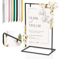 Suporte de sinalização de boas-vindas para casamento Cathyeen com 8 pares de fita