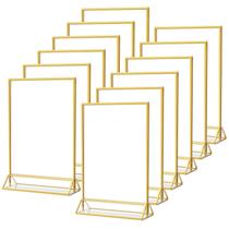 Suporte de sinalização em acrílico MaxGear 4x6 Gold com borda dourada, pacote com 12 Suporte de sinalização em acrílico MaxGear 4x6 Gold com borda dourada, pacote com 12