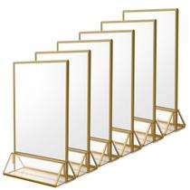 Suporte de sinalização em acrílico NIUBEE 4x6 transparente com bordas douradas, pacote com 6 Suporte de sinalização em acrílico NIUBEE 4x6 transparente com bordas douradas, pacote com 6
