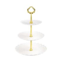 Suporte De Sobremesa De Plástico De Três Camadas Bandeja De Frutas Suporte Para Bolos Para Casamento