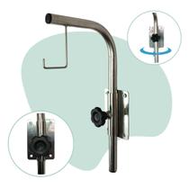 Suporte de Soro Fixo Inox 1 Gancho Com Ajuste de Altura Articulado Parede Compacto Bolsas Intravenoso Desmontavel Suporte de Soro Fixo Inox 1 Gancho Com Ajuste de Altura Articulado Parede Compacto Bolsas Intravenoso Desmontavel